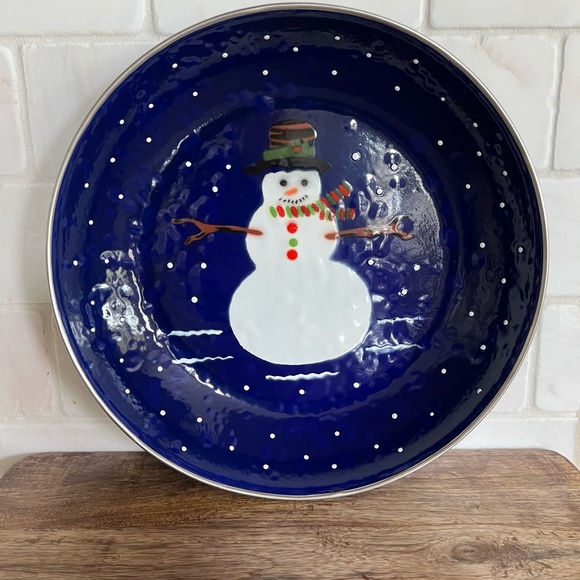 Vintage The Golden Rabbit II 1997 Denise S. Harvey Blue Snowman Enamelware Lot - Picture 3 of 8